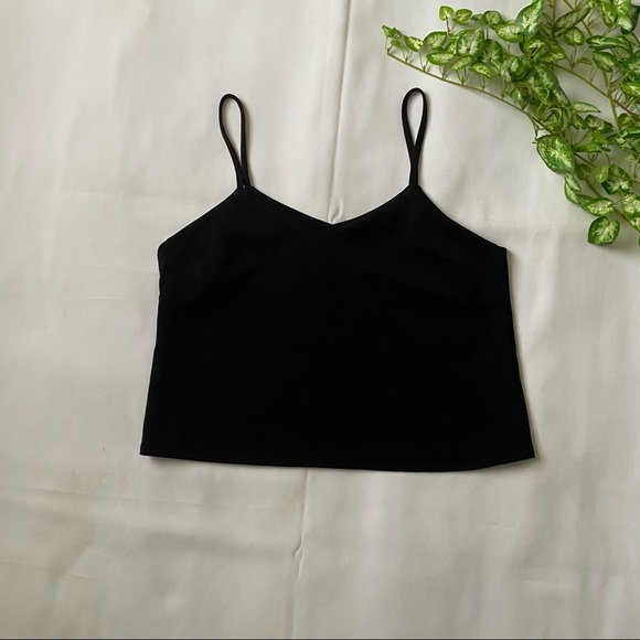 Cropped Black V Neck Cami Top - Picture 2 of 4